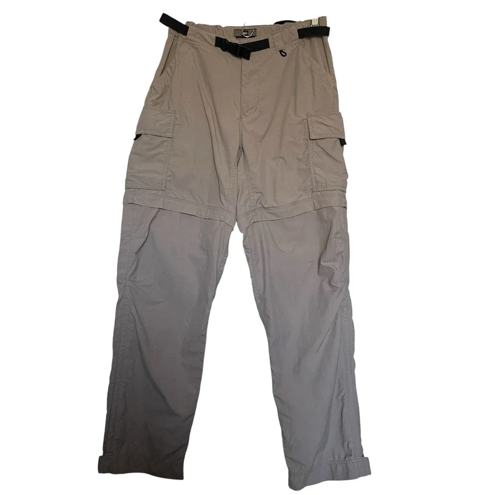 REI Sahara Convertible Hiking Pants Womens 4 Tan Cargo Zip‎ Off UPF 50 Gorpcore
